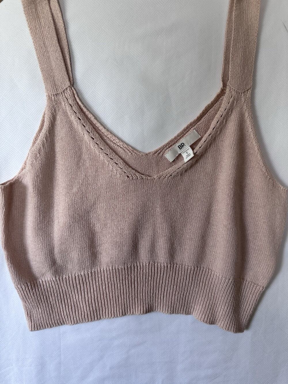 BP Nordstrom Sweater Knit Crop Tank Top Women’s Small Beige Cotton Sleeveless